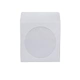 Maxtek 1,000 Pieces White Paper CD DVD Sleeves Envelope Holder with Clear Window and Flap, 80g Economy Weight.