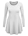 Lock and Love LL WT767 Womens Long Sleeve Scoop Neck Trapeze Tunic M White