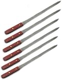 NEW, 23-Inch Long, Large Stainless Steel Brazilian-Style BBQ Barbecue Skewers, Shish Kebab Kabob Skewers, 1-Inch Wide Blade, Set of 6