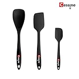 Cessine Silicone Spatula - Set Of 3 Spatulas In Black Color For Cooking And Baking - Large Spoon Spatula, Large Spatula And Small Spatula - Non-stick Spatula - Heat Resistant Spatulas Up 600 F