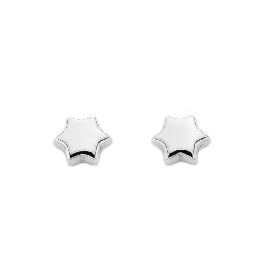 9ct White Gold Star Baby Earrings