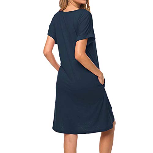 TOTOD Dress, Womens Summer Casual Solid Loose Dresses -Ladies Evening Long Maxi Dress Multi-Code（4023-Navy，XXL） - Thumbnail 2