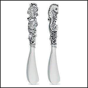 Spreaders Silver Plated Seahorse & Sea Turtle Honu (Set of 2)