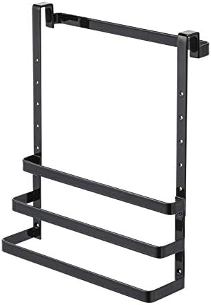 山崎実業 Yamazaki シンク扉ゴミ袋ホルダー タオルハンガー付き ブラック 約w26xd12xh23cm タワー 2way 高さ調節可能 扉収納 フック付き 5028