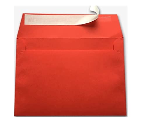 C6 Coloured Envelopes for A6 Greeting Cards Wedding Invitations & Crafts (114x162mm) Pack of 100 (Red Peel & Seal)