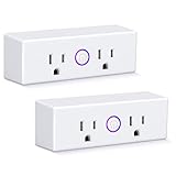 WiFi Smart Plug Mini (2-Pack), 15A Wireless WiFi Smart Dual Outlet,2 in 1 Mini Socket Remote Control Works with Google Home,Alexa,Echo Dot (2)
