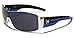 Khan Metal Wire Rim Frame Men's Sport Shield Sunglasses - Silver, Black & Blue