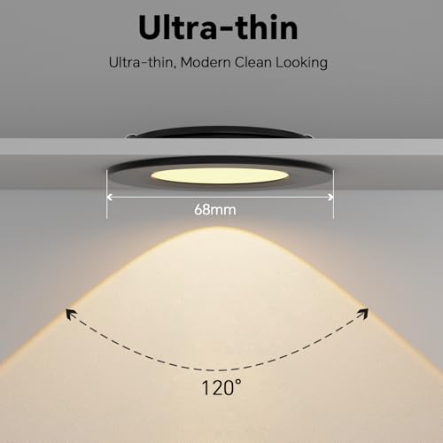 acegoo 12V LED Campervan Recessed Mount Ceiling Light, 2.5W 6 Pack CRI 93 Caravan Boat Downlight Spot Lights for Van Cabin Truck Motorhome Sailboat Under Cabinet Kitchen Bathroom, Black 3000K