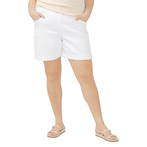 Silver Jeans Co. Women’s Plus Size Boyfriend Mid Rise Short, White