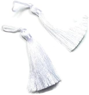 Foxy Findings Long White Silk Thread Tassel Set of 1 IPB014
