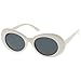 zeroUV - Bold Retro Oval Mod Thick Frame Sunglasses Clout Goggles with Round Lens 51mm (White/Smoke)
