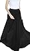 Women's Summer Chiffon Mopping Floor Length Big Hem Solid Beach Maxi Skirt (Large),Black,Large