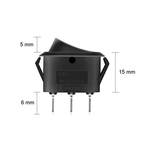 MXRS Mini Oval Boat Rocker Switch 12PCS Toggle Switch 10A/125V 6A/250V 3 Pin Toggle Switch SPST On/Off/On 3 Position Replacement Switch for Car Auto Boat Household Appliances,Black