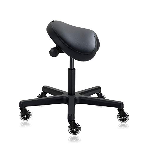 DR.LOMILOMI Premium Multifunctional Ergonomic Saddle Hygienic Clinic Spa Massage Rolling Swivel Stool Chair 507 (Standard, Black)