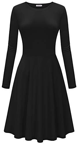 HIKA Women's Casual Elegant A Line Short Cap Sleeve Round Neck Dress