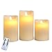 Gideon Flameless LED Candle Set of 3 Sizes 4 inch, 5 inch, 6 inch Made with Real Wax and Dripping Style Design with Realistic Flickering Candle Motion Includes Remote Control - Vanilla Scented