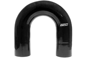 HPS 2.75" ID, Silicone 180 Degree U Bend Elbow Coupler Hose, High Temp 4-Ply Reinforced, Leg Length on Each Side: 4-1/2", 44 Psi Max. Pressure, SEC-8827-BLK, Silicone, Black