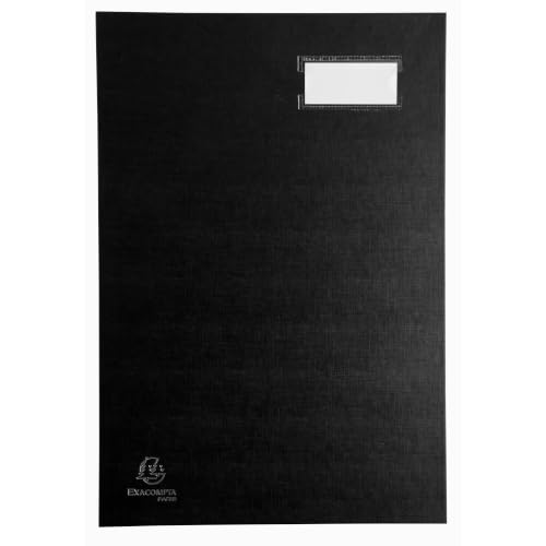 Exacompta - Ref. 57021E - Box of 8 Steering Initials - Back with Gusset Canvas - Label Holder - Laminated Cover - 20 compartments in Pink Card with 3 Perforations - 24x35cm - Black