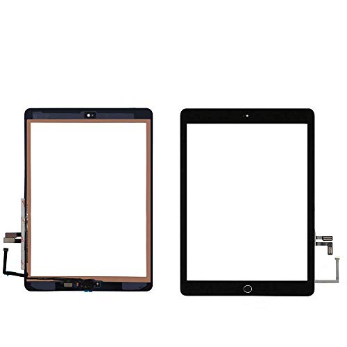 for 2017 iPad 5 Glass Touch Screen Digitizer Replacement Kit Black A1822, A1823 with Home Button Flex, Adhesive Tape, Screen Protector, Instruction Manual,and Repair Toolkit