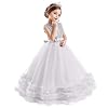 TTYAOVO Meisjes Tot de grond Kant Prinses Jurk Meisje Feest Bruidsmeisjes Jurk Gelaagd Puffy Tule Jurken