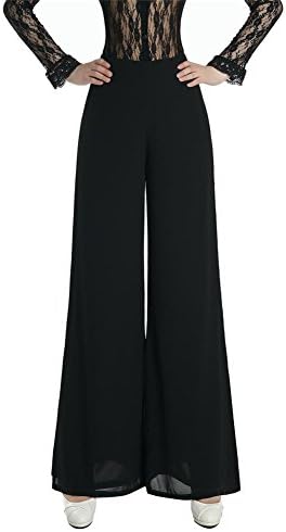 Women's Solid Wide Leg Trousers Comfy Chic Palazzo Lounge Pant Culotte Black XL