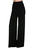 Superline Wide Leg High Fold Over Waist Palazzo Pants Black 3XL