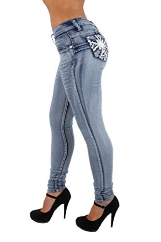 Fashion2Love Style SF35057Sâ€“Colombian Design, Butt Lift, Levanta Cola, Skinny Jeans in Washed Blue Size 15