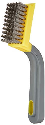 Drahtbürste, breit, weicher Griff, Edelstahl, Schwarz, Gelb