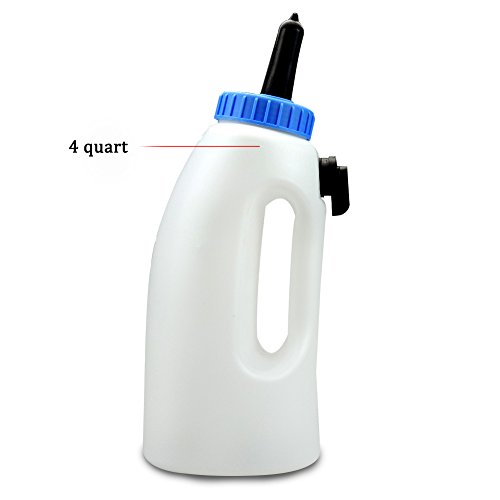 Calf Lamb Milk Feeder Bottle Holders Bucket Pot Screw Set with Nipple Sheep Goat Cattle Calf Nursing Bottle Replacement Rearing Drinker Feeding, 4-Quart Livestocktool (4-quart)