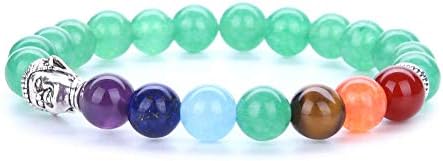 Pooja Gems 8 mm 7 Chakra Multi Colour Natural Agate Stone Bracelet