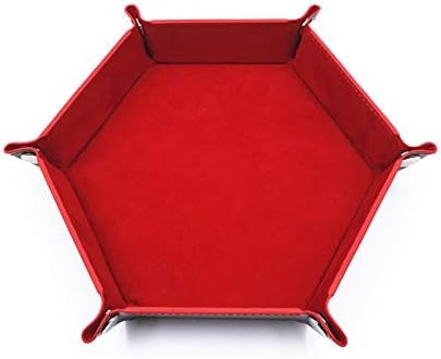 WENDYWU Portable Folding Dice Rolling Tray for use as DND Dice Tray D&D Dice Tray or Dice Game, PU Leather Dice Holder for Dice Games Like RPG (Red)