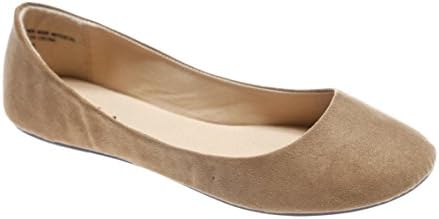 Womens PVC Suede Demi-01 Casual Ballerina Flat Shoes (Taupe, Size 9)
