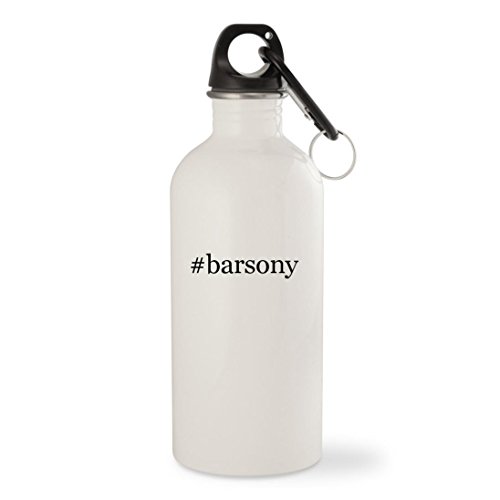 #barsony - White Hashtag 20oz Stainless Steel Water Bottle with Carabiner