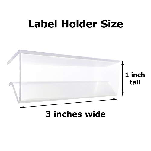 30 Clear Plastic Shelf Label Holders for 1/2 Inch Wood Shelves, 3" x 1" Clip On Tag Holders Fit 3/8" to 5/8" Thick Wood Shelving and Metal Racks, Fits 7/8" Height Ticket Sign Inserts