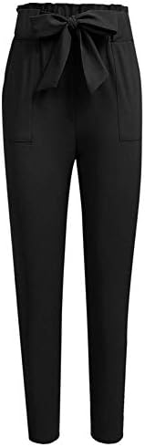 Pants for Women Casual Trouser Paper Bag Pants Elastic High Waist with Pockets CK_XBK_S