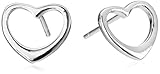 Sterling Silver Open Heart Button Earrings