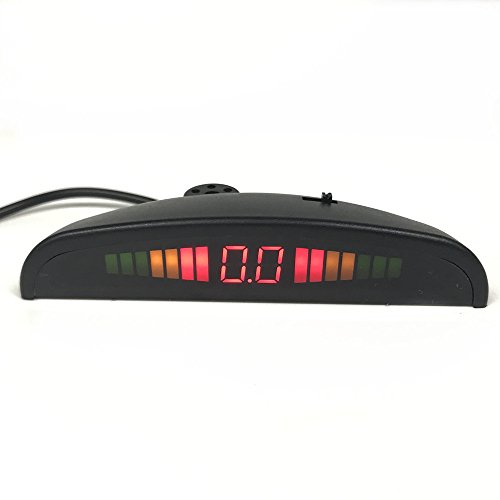 MIC Car 4 Sensors Reverse Parking System Backup Radar with LED Display and Sound Alert Buzzer Silver in 0-2.5m Distance