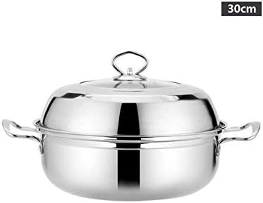 HULUWAWA Stainless Steel Stack and Steam Pot Steamer Cookware - and Lid,Steamer Saucepot (Size : 30cm)