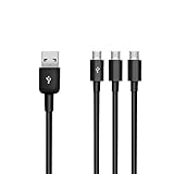 Duttek USB 2.0 to Micro USB Splitter Cable, 3 in 1 USB 2.0 A Male to Three Micro USB Male 1 to 3 Sync Charging Cable Adapter Cord 25CM/ 10inch