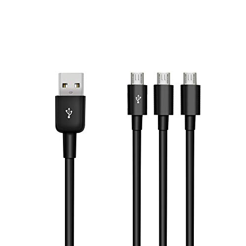 Duttek USB 2.0 to Micro USB Splitter Cable, 3 in 1 USB 2.0 A Male to Three Micro USB Male 1 to 3 Sync Charging Cable Adapter Cord 25CM/ 10inch