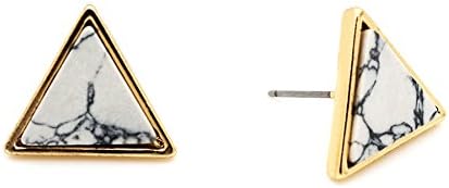 Triangle Marble Ear Stud Earring in Gold