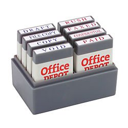 Office depot mini message stamp kit, blue/red ink, 032542