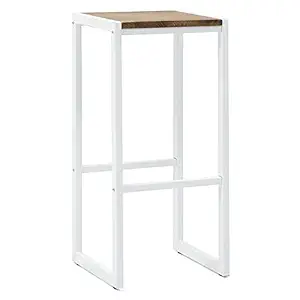INDIAN DECOR. 38552 Bar Stool/Breakfast Stool/High Stool Modern Shape Seat Metal Structure and Wooden Seat -Coffee Shop -Kitchen - Restaurant -Bar - Home Etc. Metal Bar Chair - White