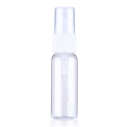 SODIAL(R) 50-pack Empty Clear Plastic Fine Mist Spray Bottles with Microfiber Cleaning Cloth, 20ml Refillable Container Perfect for Cleaning Solutions, Oils, Air Freshener, Toner and More