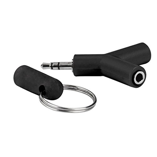 Sinwo Portable Audio Splitter Y Jack Male to 2 Female M/F 3.5mm Stereo Earphone (Black)