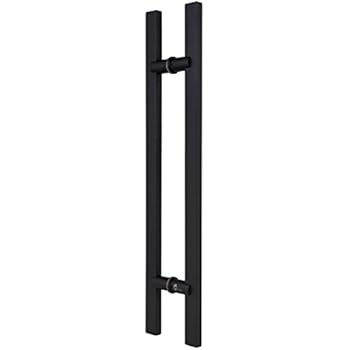 TOGU TG-6017 24 inches Square/Rectangle Solid Standoffs Heavy-Duty Commercial Grade-304 Stainless Steel Push Pull Door Handle/Barn Door Pull Handle/Glass Pulls, Matte Black Finish