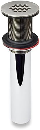 Luxier DS05-TB 1-1/2 in. Brass Bathroom and Vessel Sink Grid Drain Stopper Strainer with No Overflow in Brushed Nickel