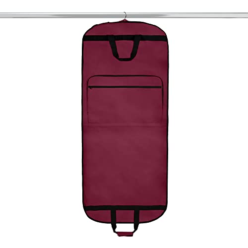 Dalix 60" Foldable Garment Bag Suits Cover Dresses w Front Pocket, Maroon, XL, Soft