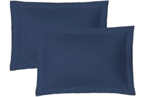 iMaylex Soft and Breathable 100% Egyptian Cotton Envelope Pillow Shams, Silk Like and Cozy Decorative Pillow Covers, Set of 2, Navy Blue, King