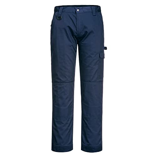 Portwest CD884 Super Work Pants Knee Pad Pockets Polycotton Twill Navy at Amazon
